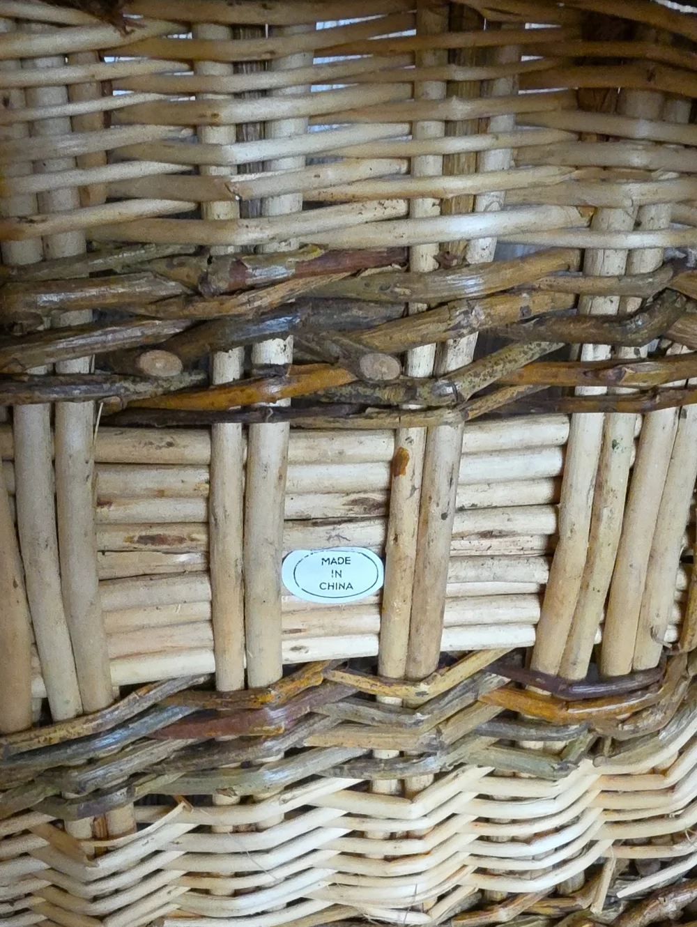 Home Decor Rustic Woven Rattan Handled Basket Natural Brown